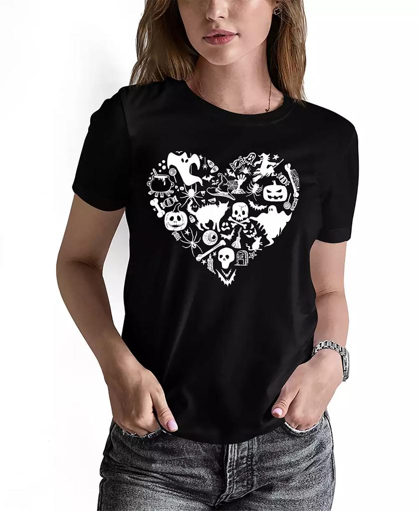 LA Pop Art Women's Halloween Heart Art Crew Neck T-Shirt