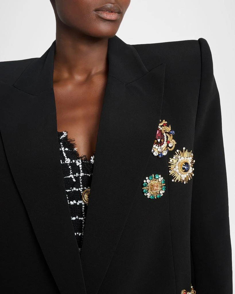 Balmain Spencer Jeweled Strong-Shoulder Oversized Blazer 5