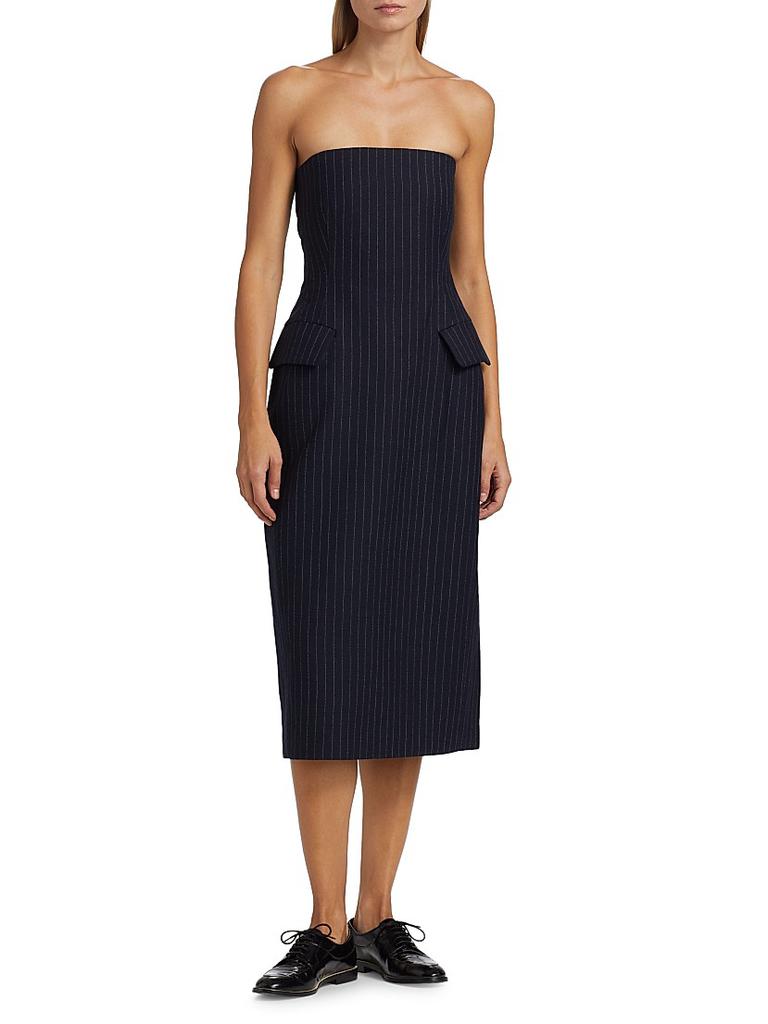 Pinstriped Tailored Bustier Dress – On Sale Now with Up to 70% Off
