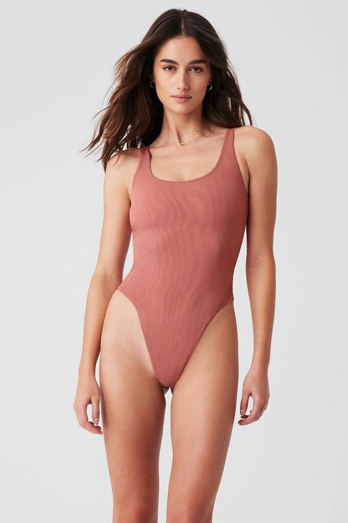Alo Mesh Sheer Illusion Bodysuit - Soft Terracotta 2
