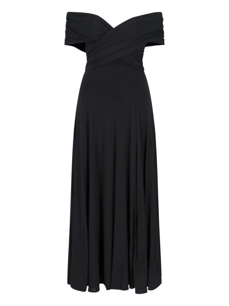 Khaite Khaite The Bruna Off-Shoulder Pleated Maxi Dress 1