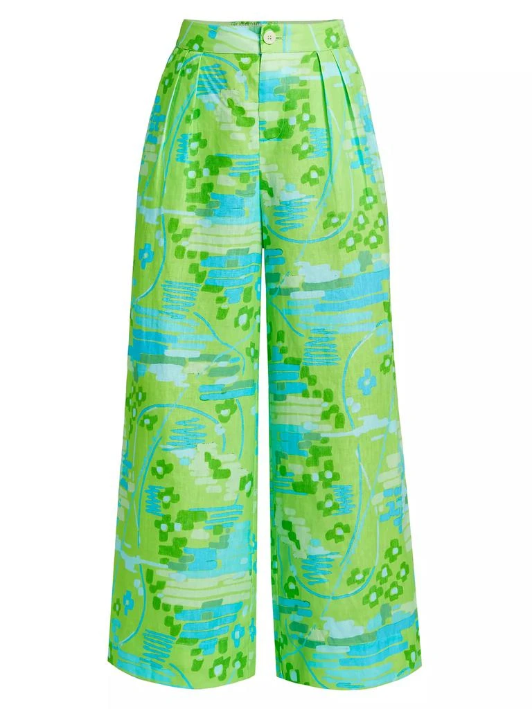 Rhode Campbell Patterned Linen Wide-Leg Pants 1