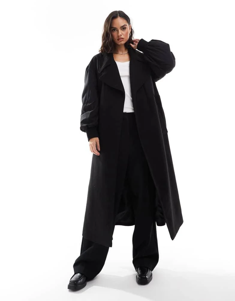 ASOS ASOS DESIGN spliced formal bomber coat in black 4