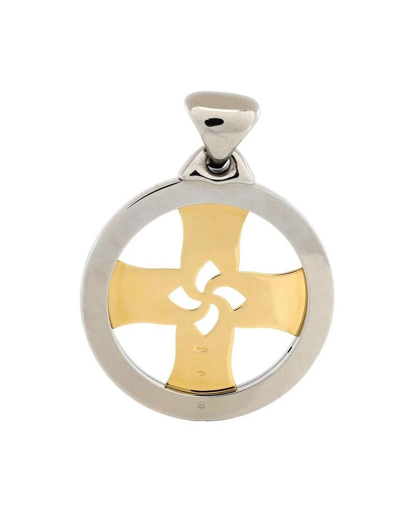 Pre-Owned Bvlgari Tondo Cross Pendant Stainless Steel with 18K Gold 3