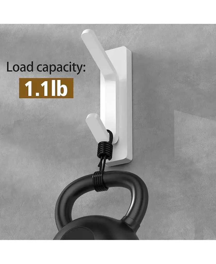 YIGII Adhesive Hooks for Hanging, Damage Free Hanging Wall Hook Removable in Living Spaces, 8 Plastic White Hooks and 8 Adhesive Strips 4