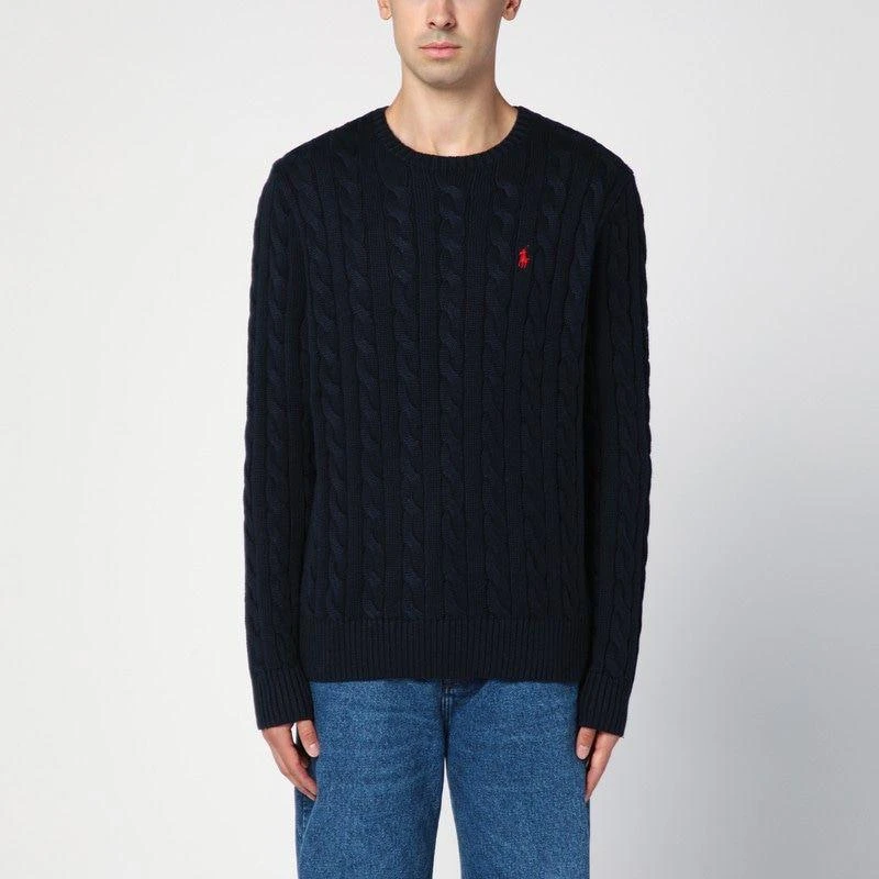 Ralph Lauren  NAVY BLUE CABLE-KNIT CREW-NECK SWEATER 1