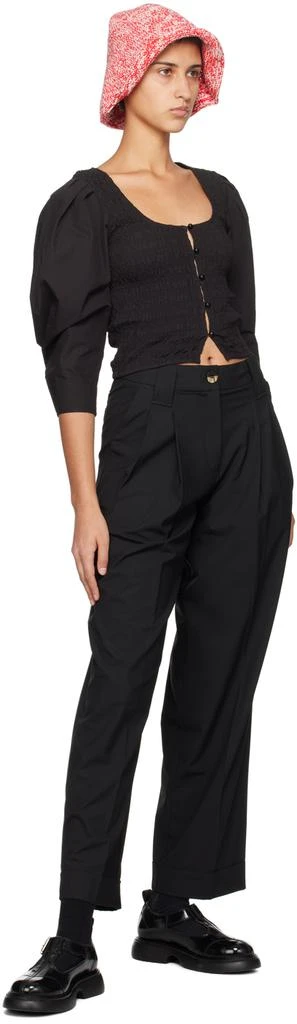 Ganni Black Smocked Blouse 4
