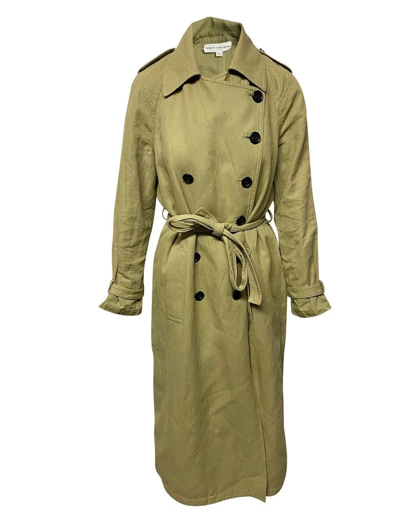 Robert Rodriguez Double-breasted Trench Coat with Sash Tie in Brown Cotton 1
