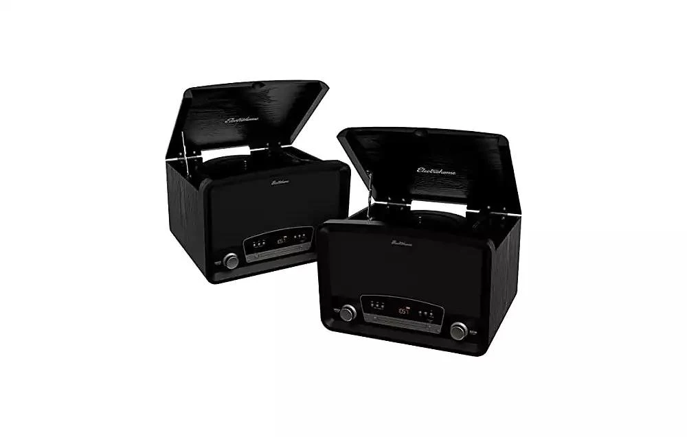 Electrohome 7-in-1 Vintage Record Player System with Turntable, Bluetooth, Radio, CD, USB Playback, MP3 Recording – Pack of 2