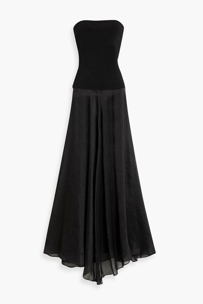 sachin and babi light blue dress Simple V Neck White Chiffon Backless Black Top Long Prom Dresses, V Ne –  abcprom main image 0