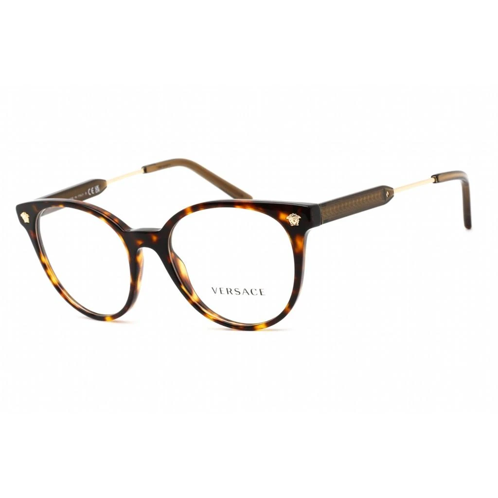 Versace Versace Unisex Eyeglasses - Clear Lens Dark Havana Plastic Round Frame | VE3291 108 1