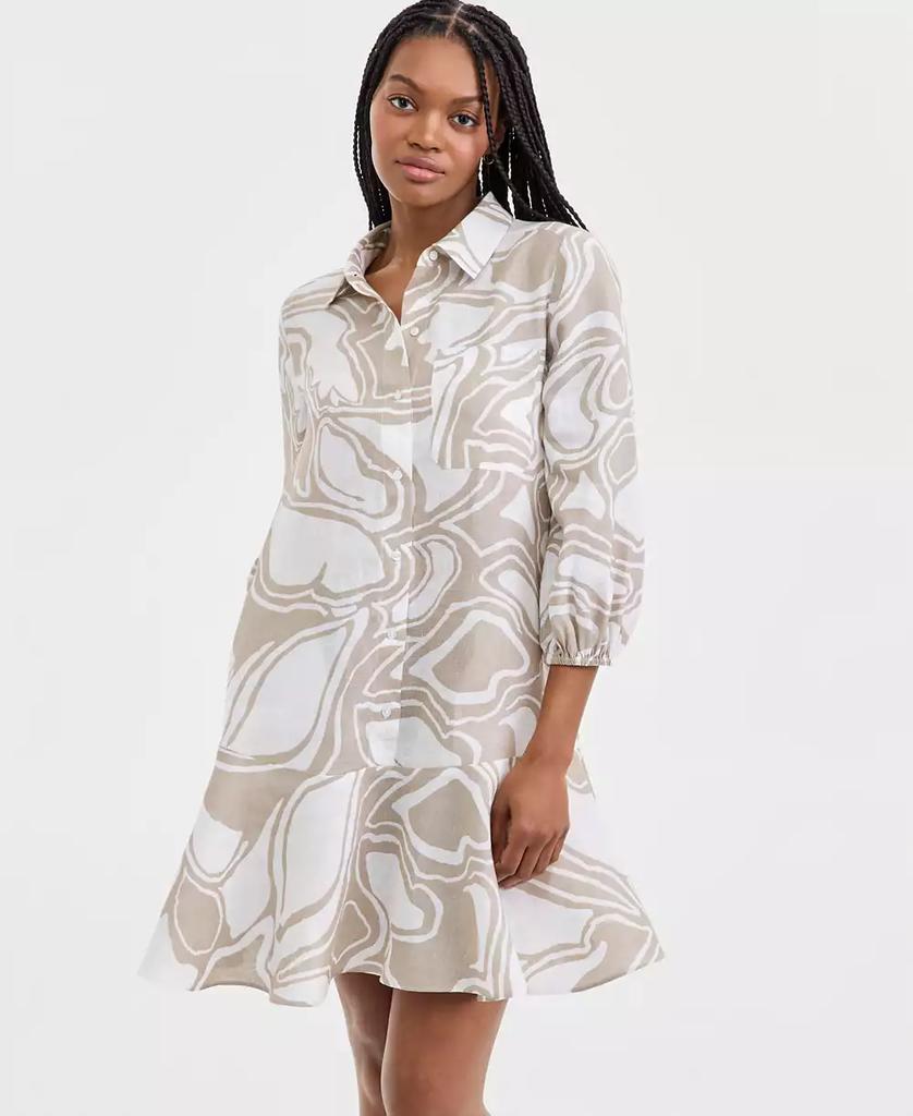 Charter Club Women
s 100% Linen Print Button-Front 3/4-Sleeve Dress, Macy
s Exclusive