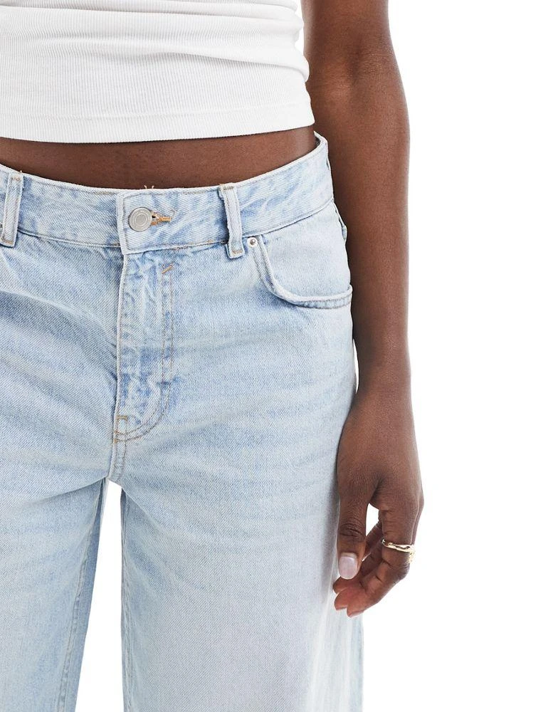 Pull&Bear Pull&Bear cropped wide leg jean in light wash blue 2