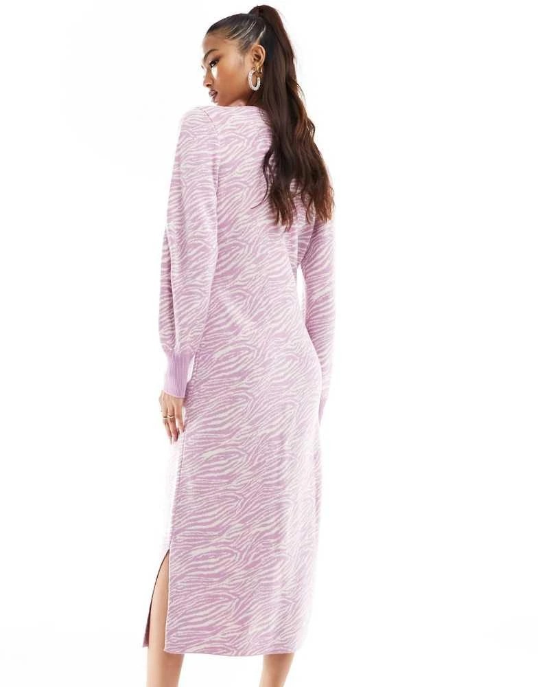 River Island River Island zebra print wrap midi dress in light pink 3