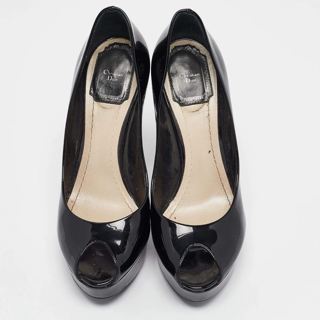 Dior Dior Black Patent Leather Miss Dior Peep Toe Pumps Size 37.5 3