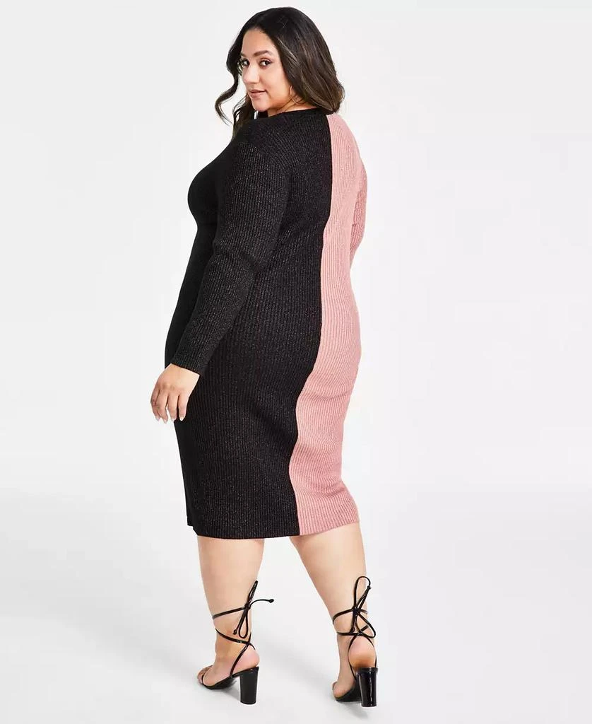 Nina Parker Trendy Plus Size Ribbed Button-Front Dress 5