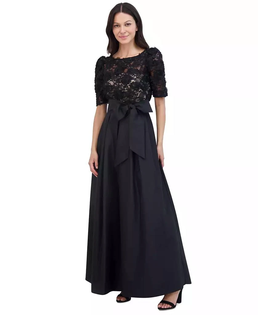 Eliza J Petite Lace-Bodice Jewel-Neck Gown 3