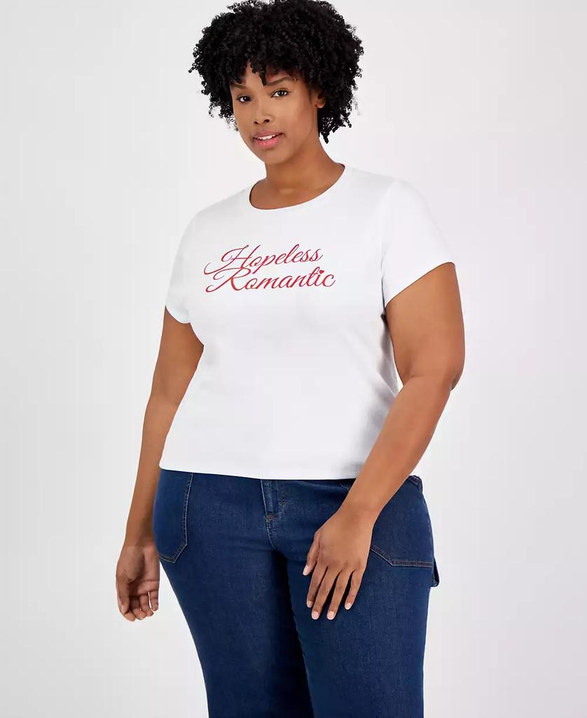 On 34th Plus Size Hopeless Romantic Graphic T-Shirt, Exclusively at Macy's