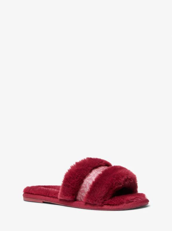 Alexis Faux Fur and Metallic Signature Logo Slide Sandal – On Sale Now ...