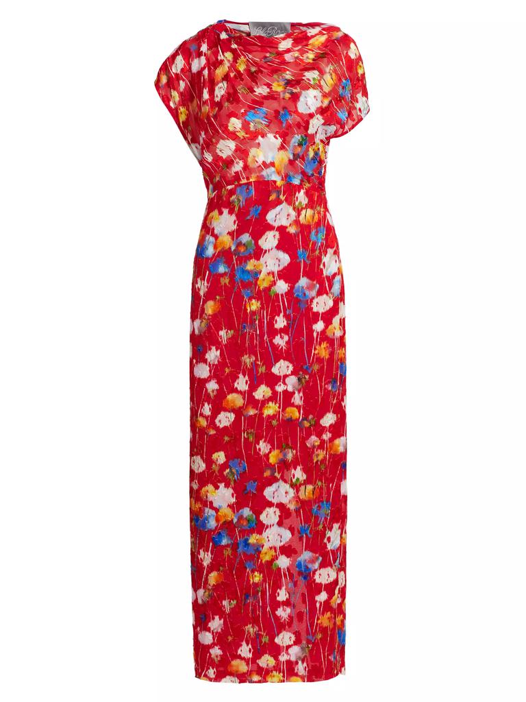 LELA ROSE Draped Sheath Maxi Dress