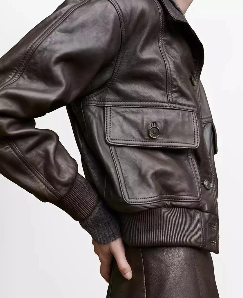 Mango Women
s Oversize Leather Biker Jacket 3