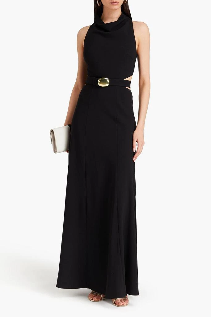 NICHOLAS Ellianna belted cutout crepe gown 2