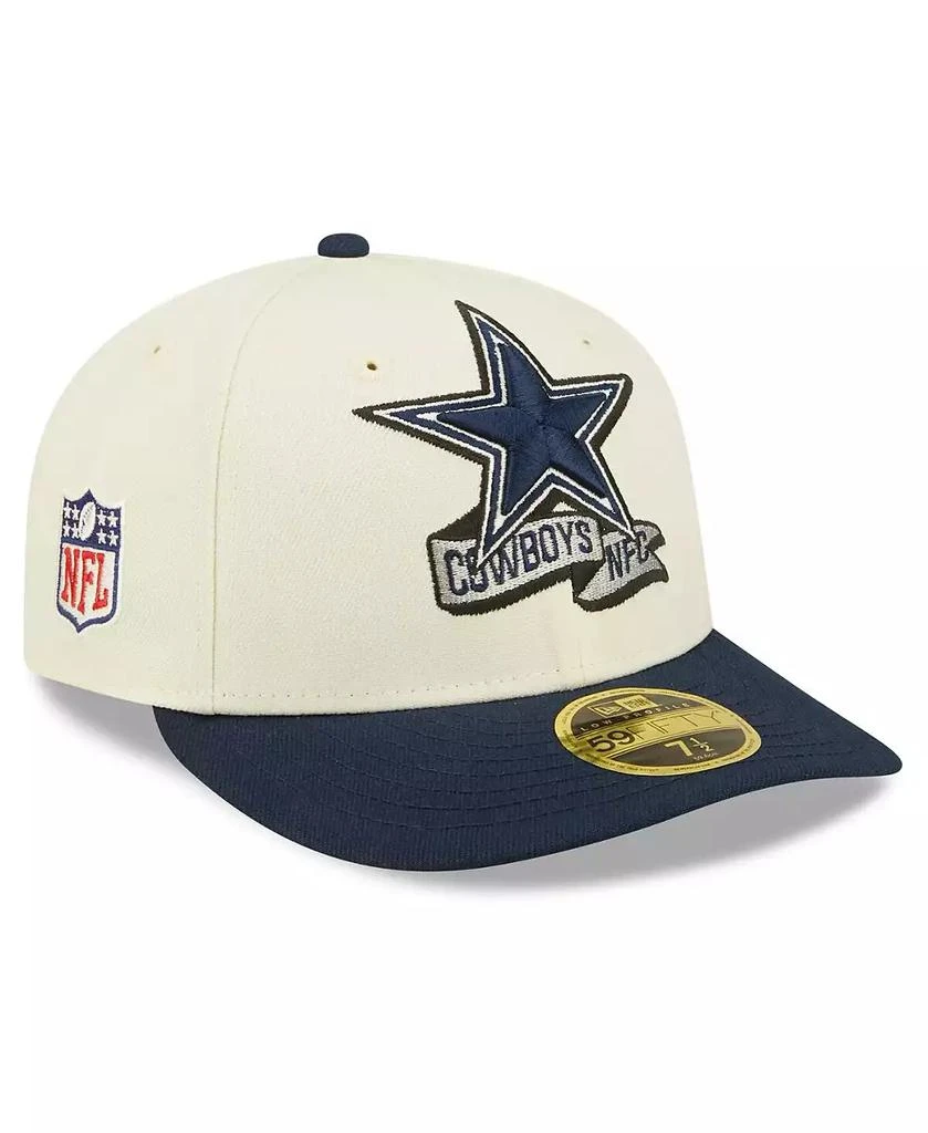 New Era Men's Cream, Navy Dallas Cowboys 2022 Sideline Low Profile 59FIFTY Fitted Hat 1