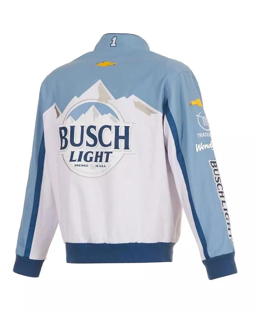 JH Design Men's White/Light Blue Ross Chastain Busch Light Full-Snap Twill Uniform Jacket 3