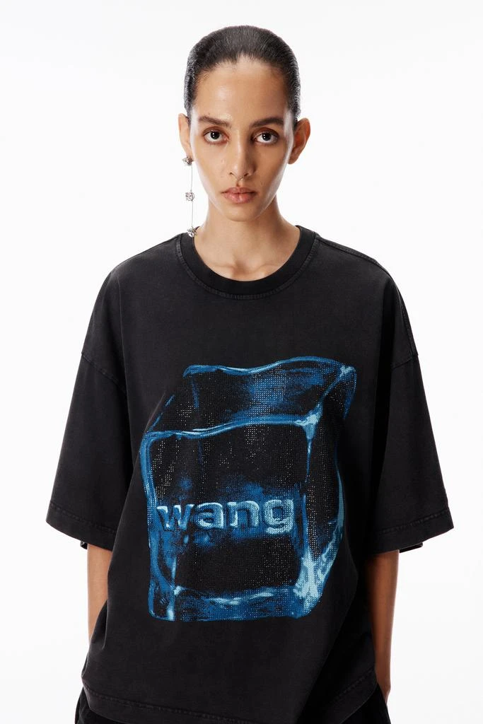 Alexander Wang Crystal Hotfix Graphic Short Sleeve Tee