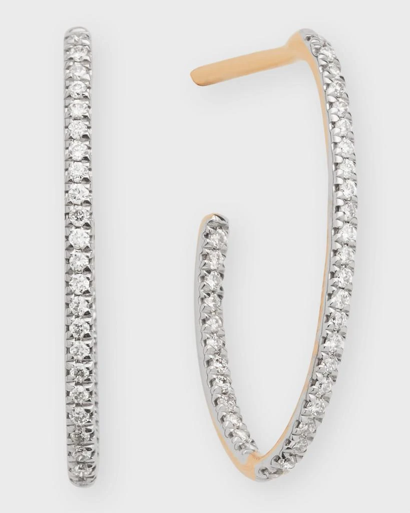 Ginette NY 18k Rose Gold White Diamond Eclipse Hoop Earrings 1