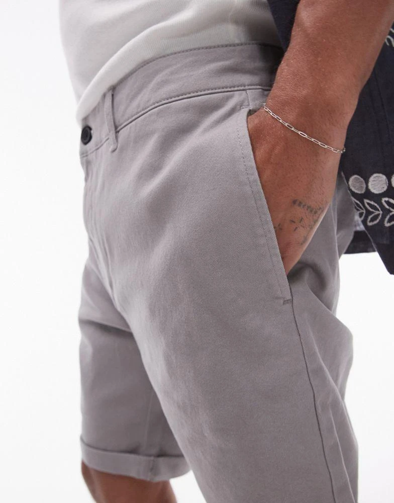 Topman Topman skinny chino shorts in grey 3