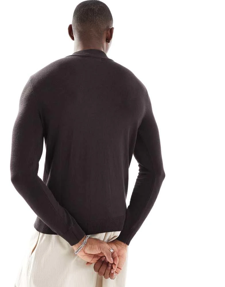 Pull&Bear Pull&Bear knitted jumper in chocolate 2