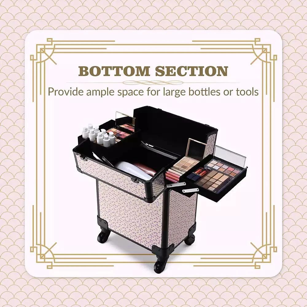 Byootique Cosmetology Case on Wheels Cosmetic Trolley Travel Art Deco Tyrian 3