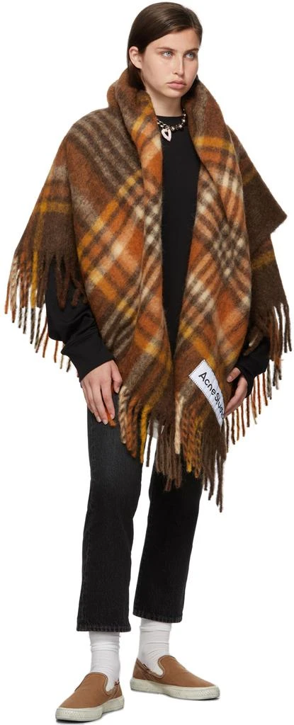 Acne Studios Brown & Orange Tartan Scarf 2