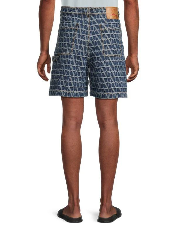 Valentino Monogram Cotton Denim Shorts 2