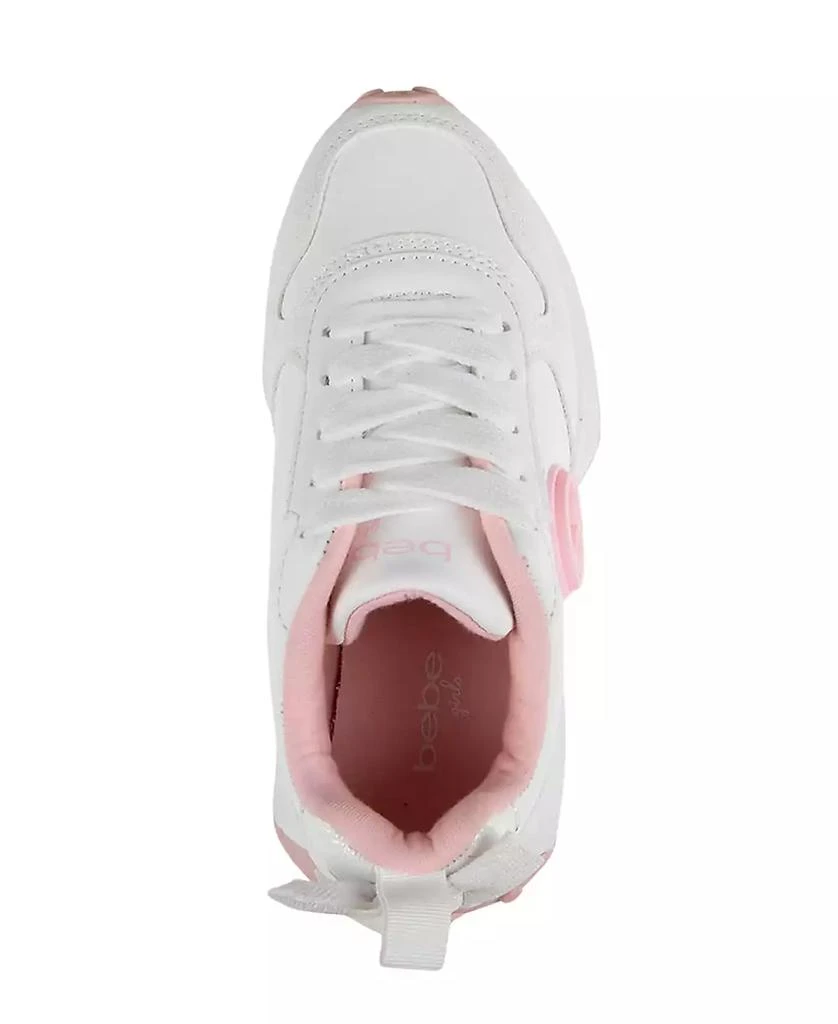 Bebe Little Girls with Bebe Medallion and Double Layer Bow at Back Jogger Sneakers 6