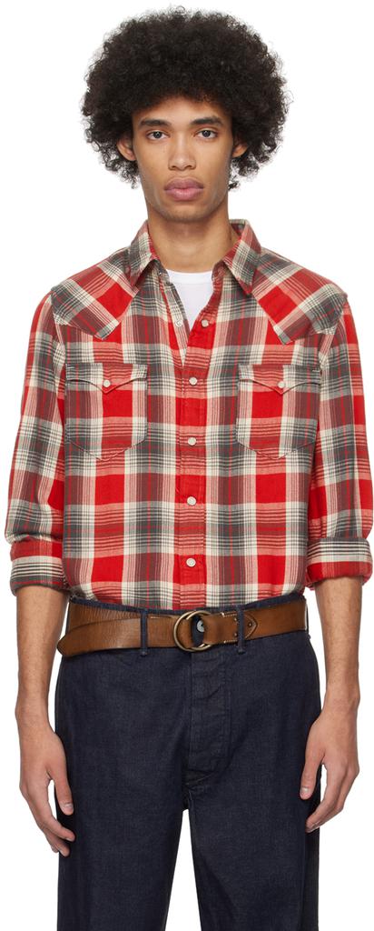 RRL Red & Gray Slim-Fit Shirt