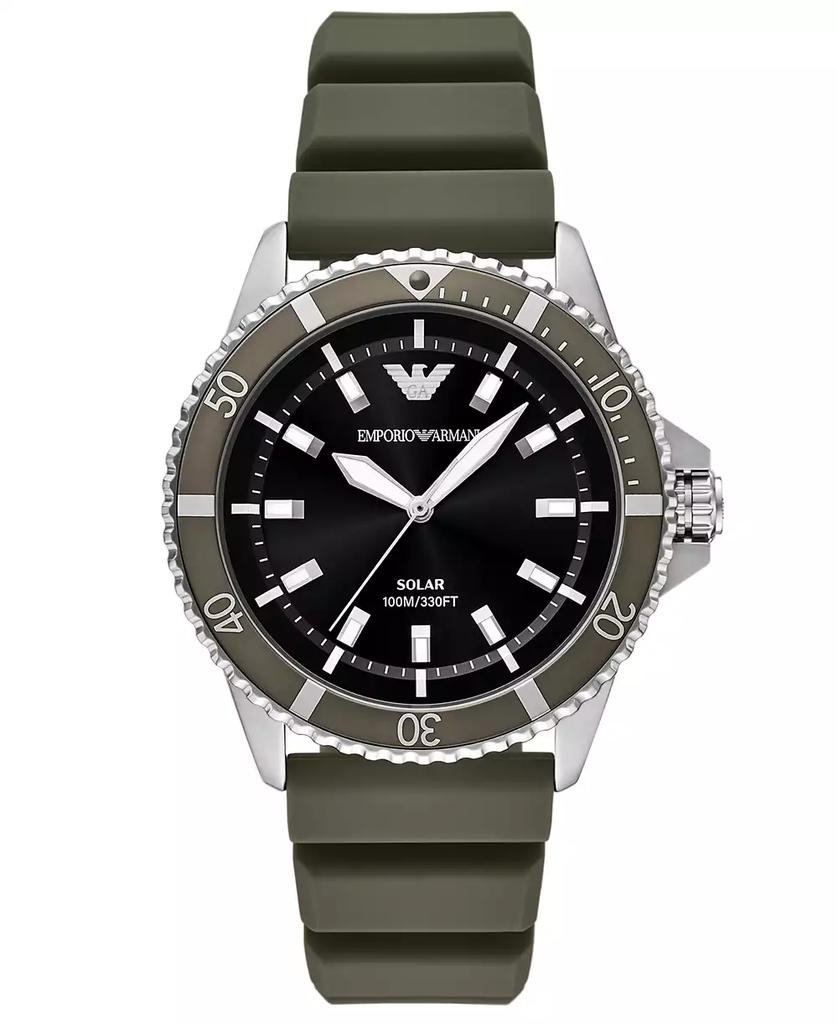 Emporio Armani Men's World Explorer Solar Green Silicone Strap Watch 42mm