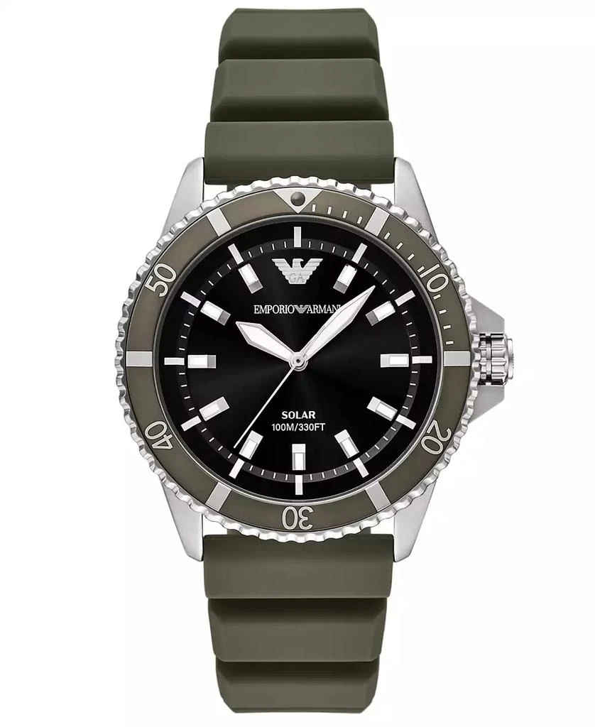 Emporio Armani Men's World Explorer Solar Green Silicone Strap Watch 42mm 1
