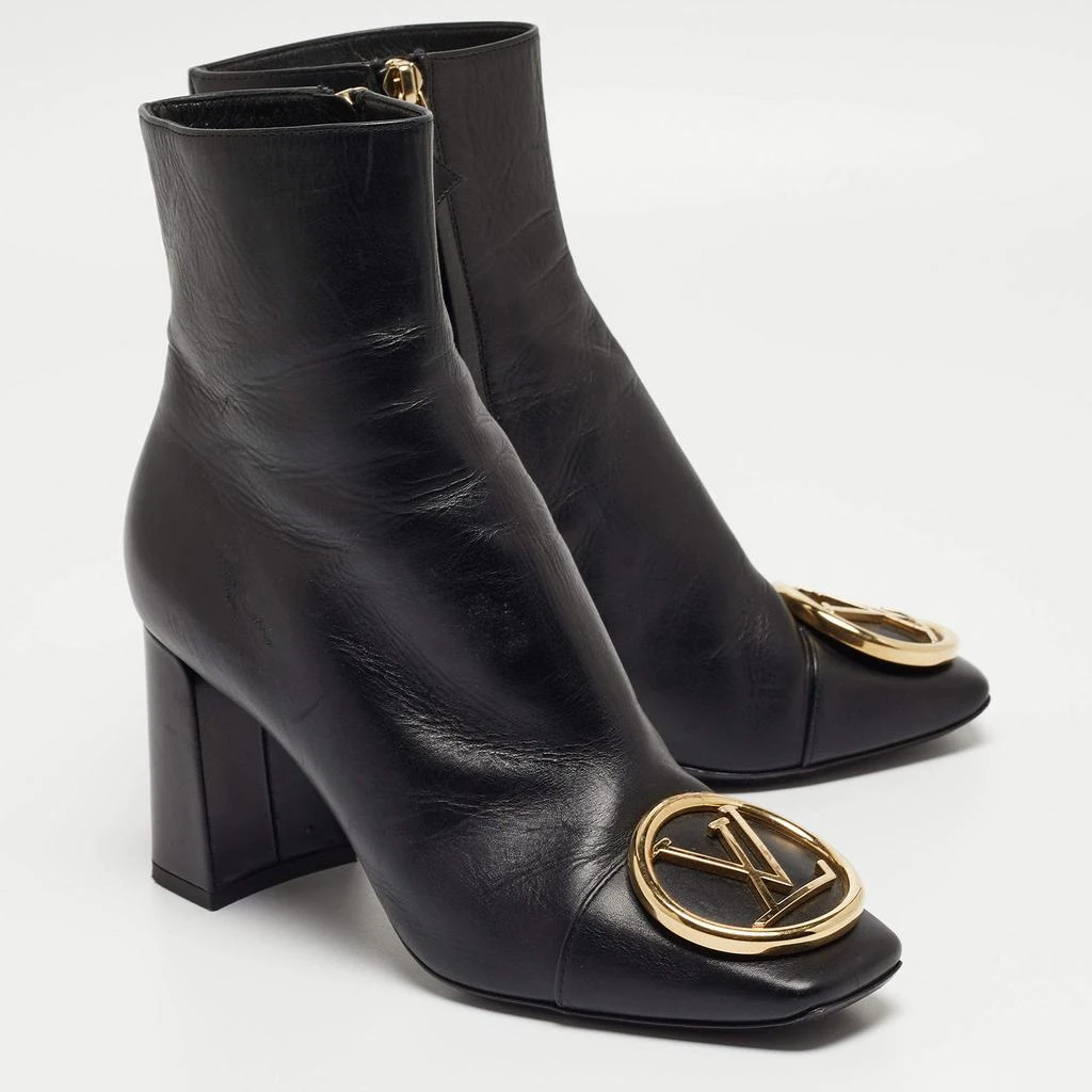 Louis Vuitton Louis Vuitton Black Leather Madeleine Block Heel Ankle Boots Size 37 4