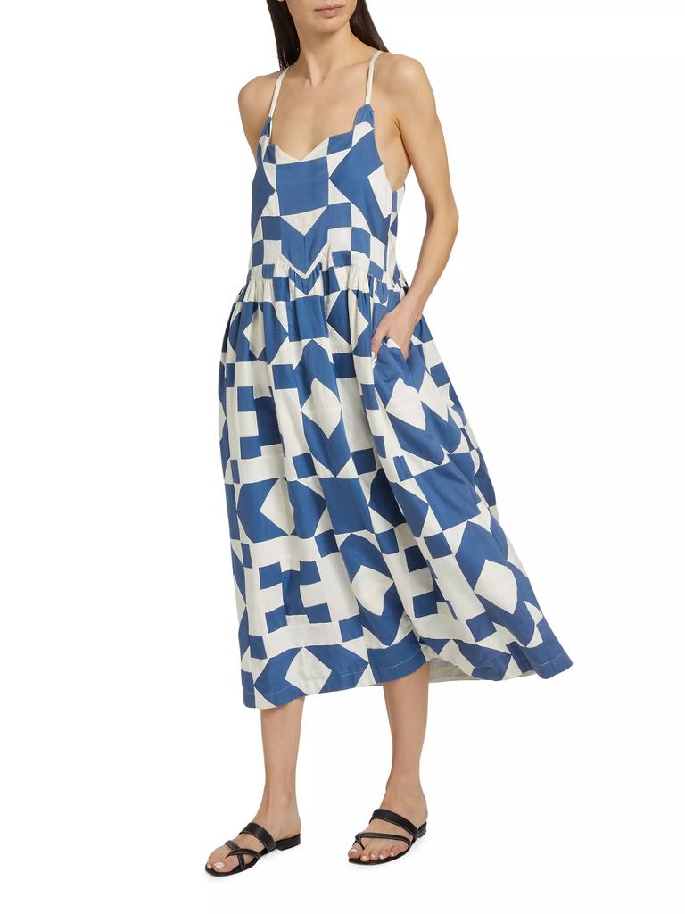 Sea Tanya Geometric Patchwork Midi-Dress