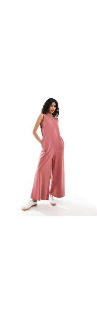 ASOS ASOS DESIGN cami washed jersey jumpsuit with pocket detail in rose pink 1