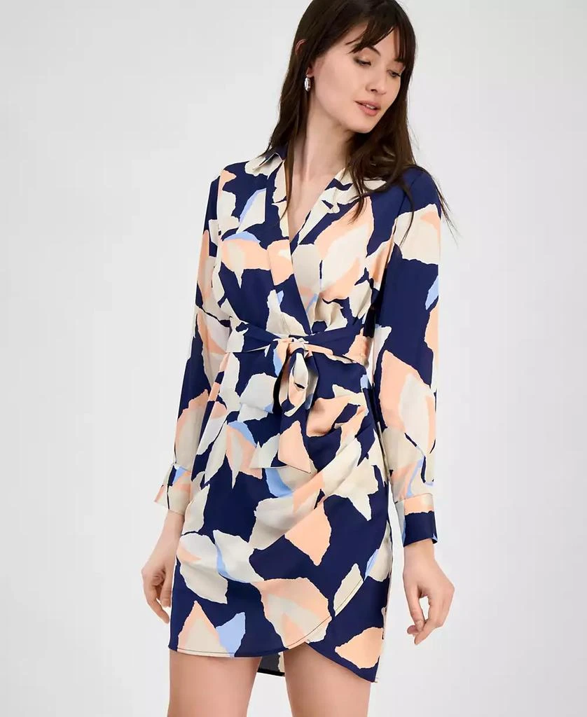 Tahari Tahari Petite Printed Collared Faux-Wrap Sheath Dress 2
