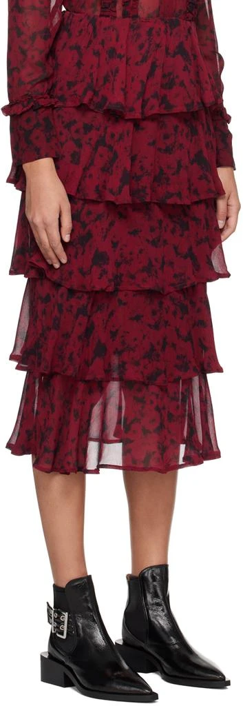 Ganni Red & Black Tiered Maxi Skirt 2