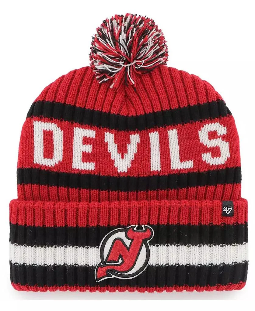 47 Brand Men's Red New Jersey Devils Bering Cuffed Knit Hat with Pom 1