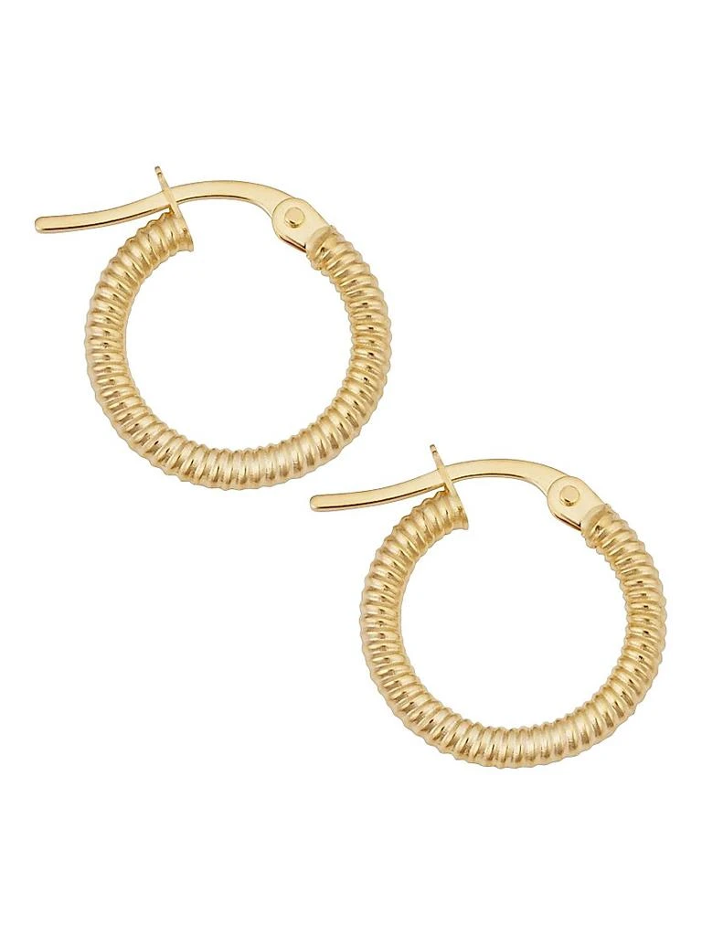 Oradina 18K Yellow Gold Ribbed Mini Hoops 1