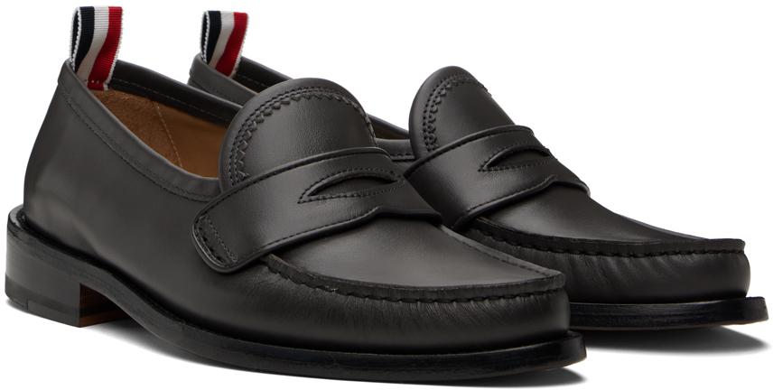トムブラウン Thom Browne Pleated Varsity Loafers Thom Browne Gray Pleated Varsity Loafers US-12-IT-45