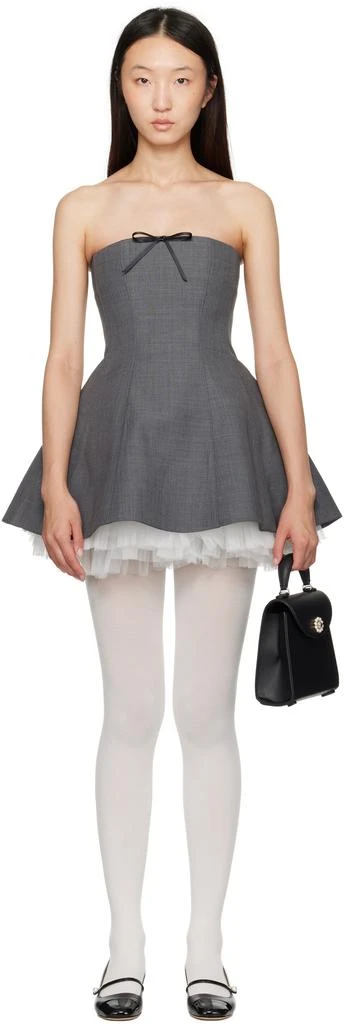 Shushu/Tong Gray Two-Piece Strapless Puffy Minidress