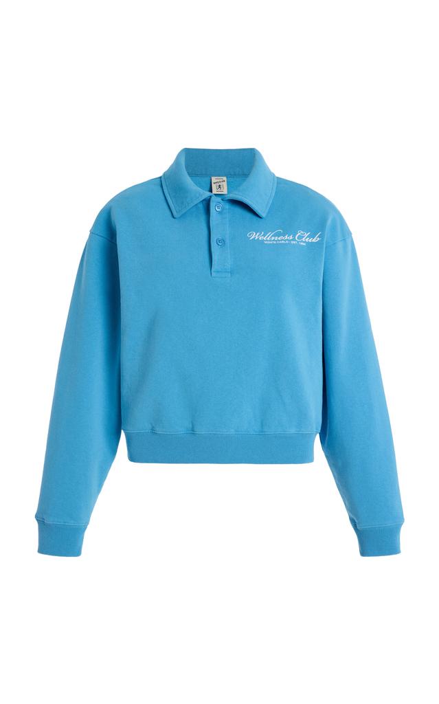Sporty & Rich Sporty & Rich - Wellness Club Cotton Polo Sweatshirt - Blue - M - Moda Operandi