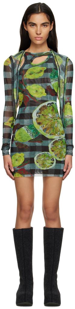 Ottolinger Blue Hooded Lemon Gingham Minidress